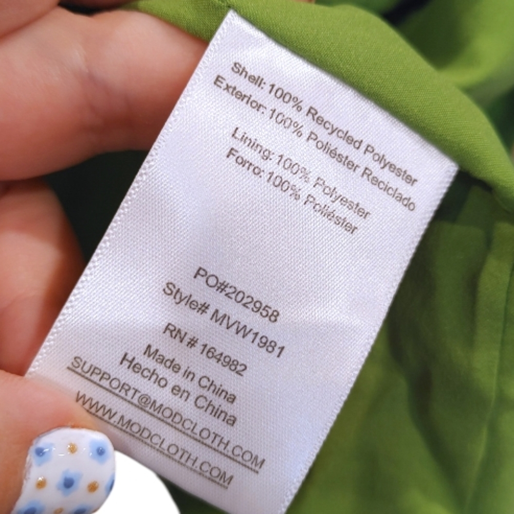 Modcloth Green Floral Short Sleeve Peasant Shirt Top Women's Plus Size 2X - Picture 9 of 10